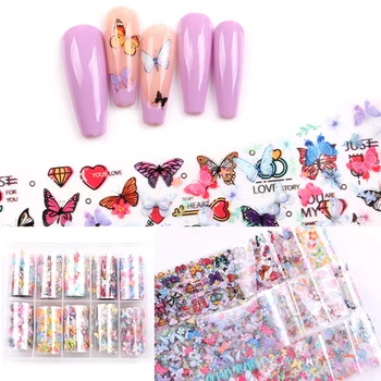 

1 Box 10 rolls Japanese-Style Star Printed Paper for Manicure Flower Flower Transfer Paper Box Butterfly Leaf Nail Starry Paper