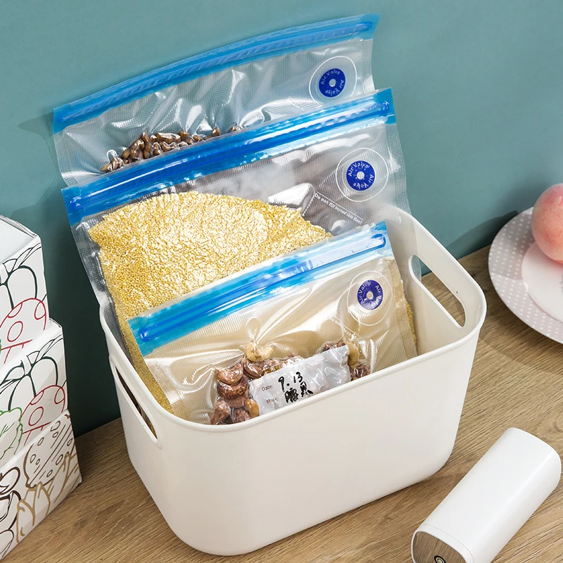 1/5 Pcs Food Storage Bags and Pump,Reusable Food Vacuum Sealer Bags for Cooking & Storage Freezing And Fresh Keeping
