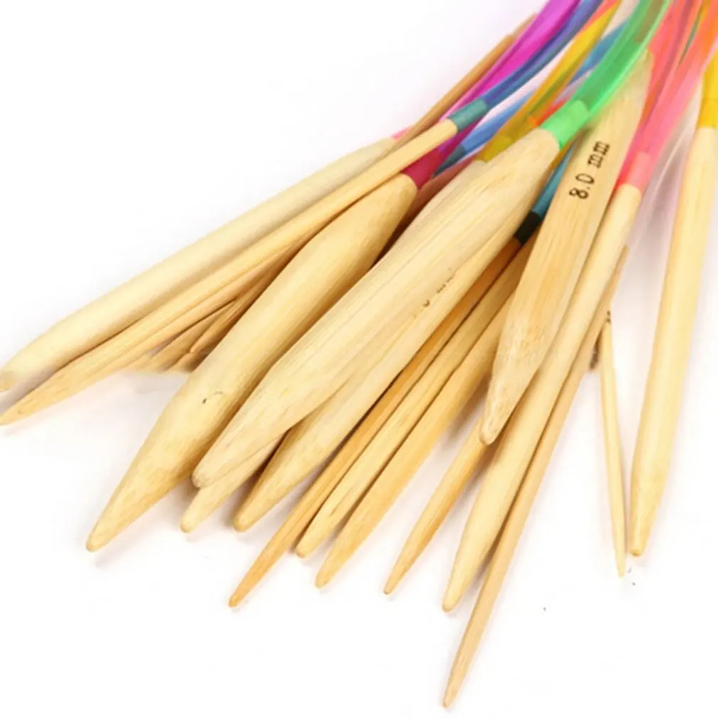 18 Different Models Length 40-120Cm Multicolor Tube Circular Carbonized Bamboo Knitting Needles Set Fashion