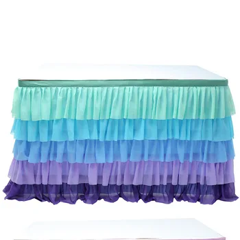 

Rainbow Table Skirt Baby Shower Decoration for Home First Birthday Party Decor Wedding Backdrop Xmas New Year Table Cloth Skirts