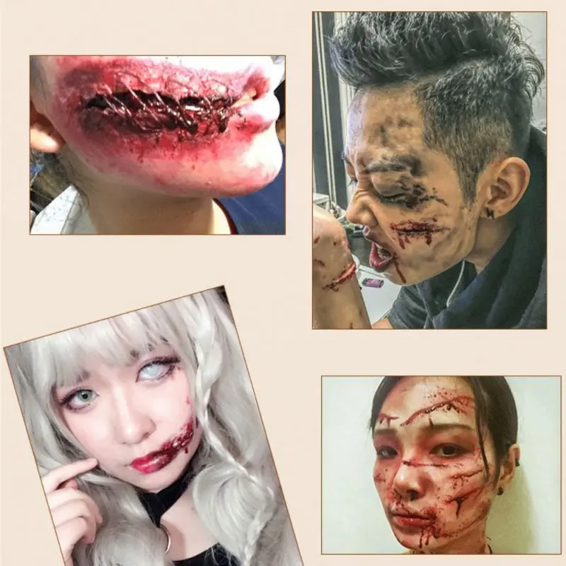 

Halloween Artificial Realistic Fake Blood Fake Scar Wound Skin Wax Vampire Makeup Props Halloween Scary Party