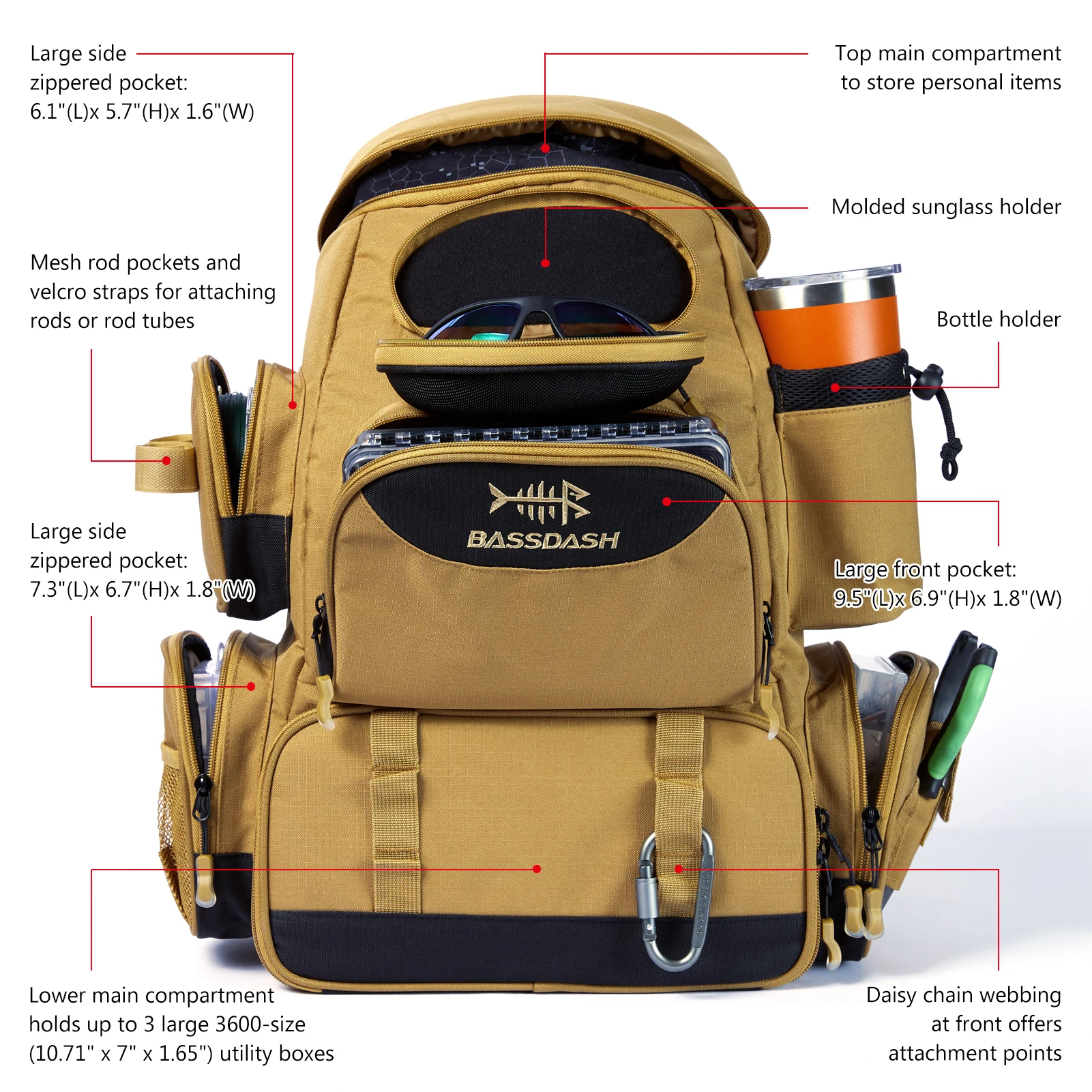 Bassdash Fishing Tackle Backpack