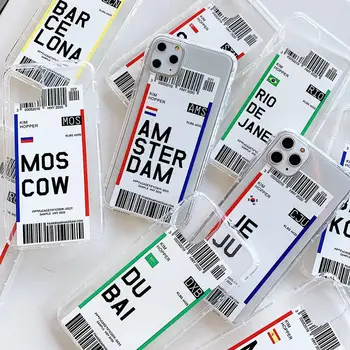 

INS Travel Barcode Protective Case (ForiPhone 11Pro X XR XS Max 6S 7 8 Plus) Transparent Ticket Letter Protective Case