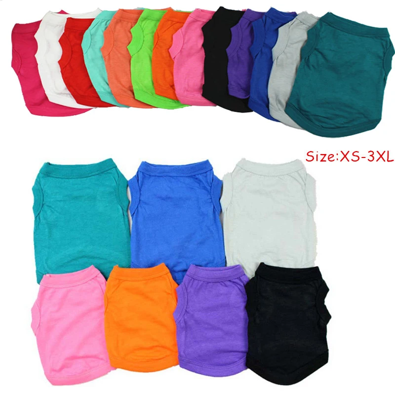 Liquidación Camisas de algodón puro para perro, camisa para perro, ocio suave, chaleco para gato, ropa para perros pequeños y grandes, Color liso, verano, XS-3XL Zn7mzLAoA7X