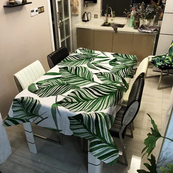 

Nordic 3D Printed Palm Leaf Pattern Rectangular Tablecloths Picnic Dustproof Table Cover Tea Machine Cloth Bedside Cabinet Mat
