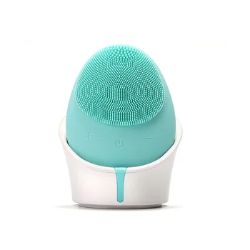

Electric Silicone Facial Cleansing Brush Sonic Vibration Massage Wireless Charger Smart Ultrasonic Face Cleaner Green