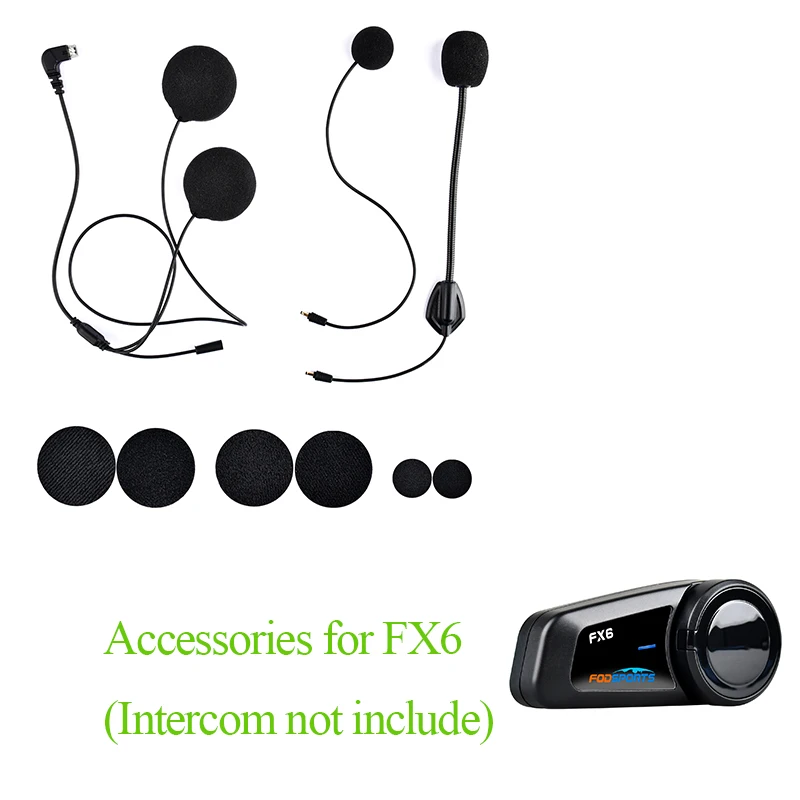 

Fodsports FX6 аксессуары для мотоциклетного шлема Bluetooth внутренняя связь часть наушников Жесткий Мягкий микрофон Тип C USB-кабель зажим для наушников