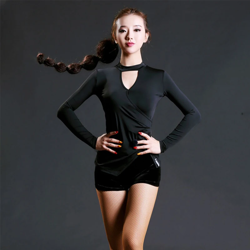 

Latin Dance Costume Female Adult Long Sleeves Shirt Dance Practice Clothes Latin Dance Training Clothes Salsa Dress DQS2936