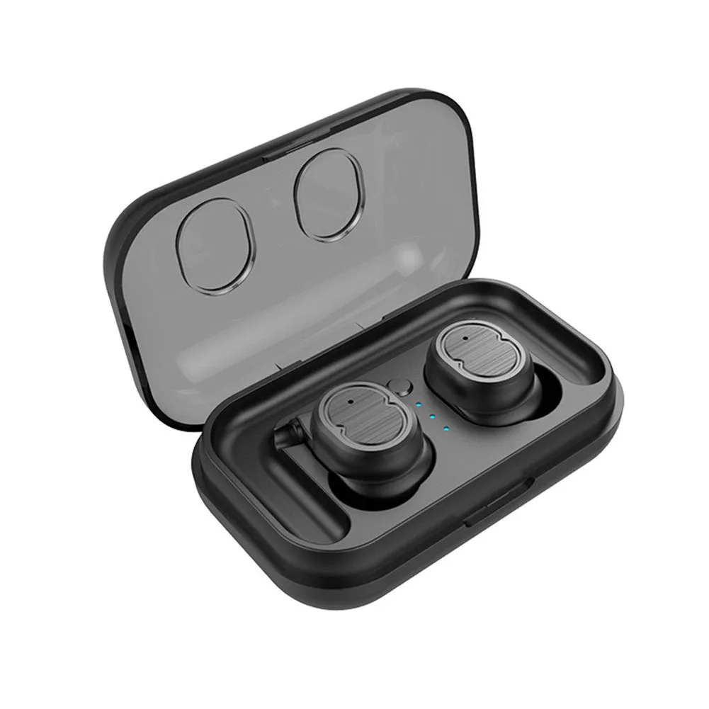 Touch Mini Real wireless Bluetooth 5,0 наушники двойные наушники-вкладыши спортивные анти-пот наушники с микрофоном громкой связи - Цвет: Черный