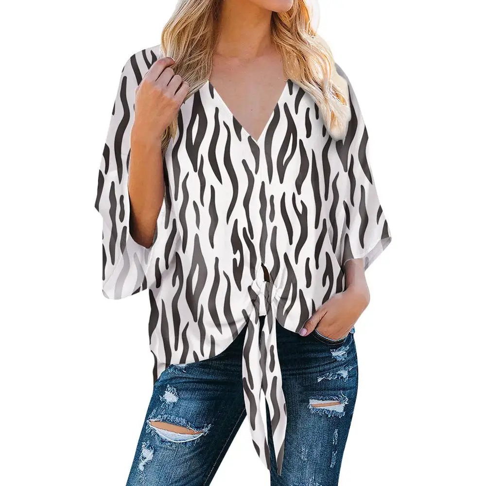 

Cartoons style Print Women Blouse Fashion Casual Summer Beach Chiffon Top Ladies Customized Chiffon Blouse