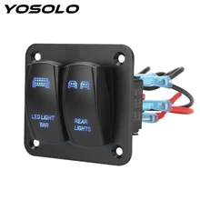 YOSOLO 2 Gang Rocker Switch Panel ON/Off Toggle For Car ATV UTV With LED Light Wiring Harness Switch Control Panel