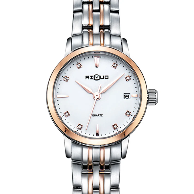 

Luxury Brand France AILUO Couple's Watchds Japan MIYOTA Quartz 6 MM Ultra-thin Sapphire Diamond Auto Date Female Clock A7059L