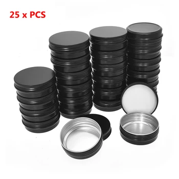 

Metal Tin Cans Empty Round Container Jar with Screw Lid for Lip Balm Cosmetics Sample Salve Powder Storage Packaging 25-Pack