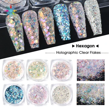 

6pcs/set Holographic Laser Nail Powder Flake Sequins Nail Design Nail Art Decoration Nail Glitter Set