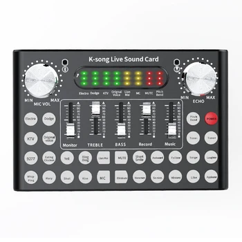 

F9 Bluetooth Webcast Sound Card 18 Sound Headset Microphone Live Streamer Broadcast Audio Card for Computer PC Mobile Phone