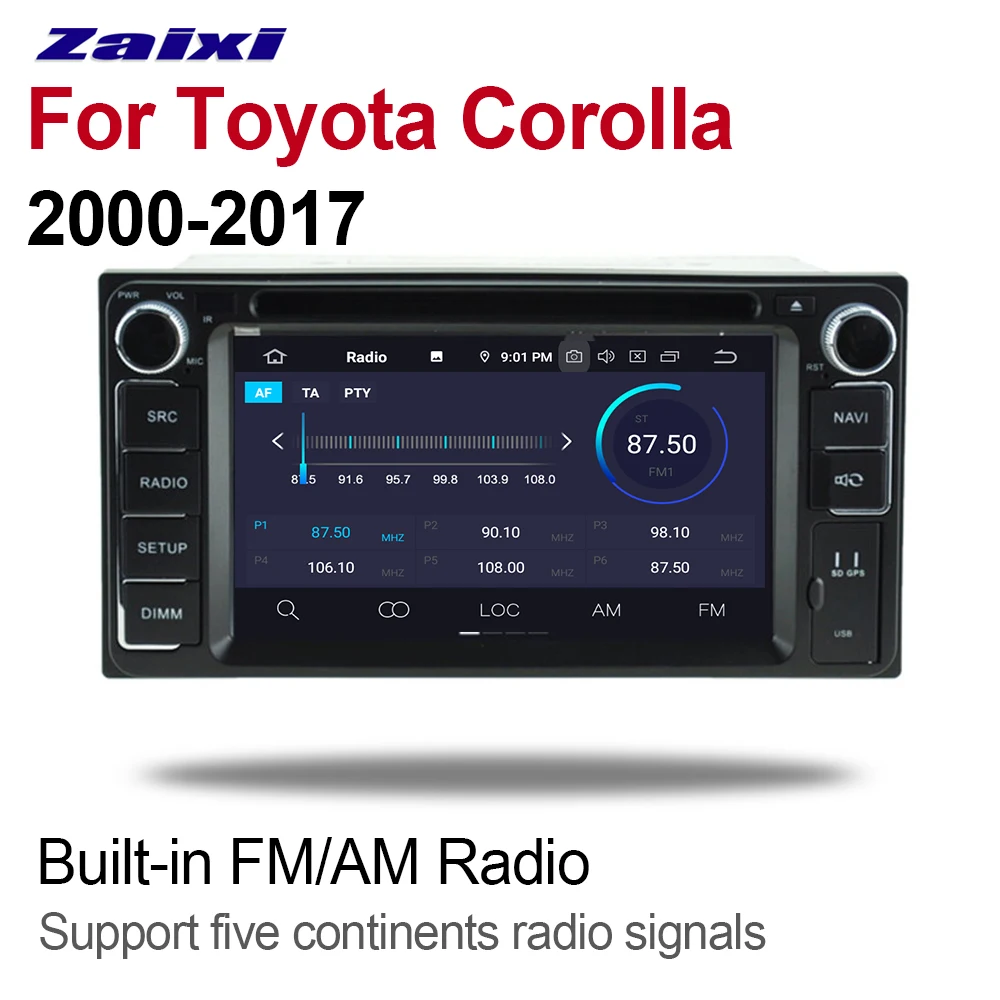 ZaiXi 2din Android 9 0 Восьмиядерный 4 Гб ОЗУ автомобильный DVD плеер для Toyota Corolla 2000 ~ 2017 GPS