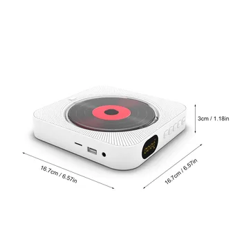 Portable CD Player Bluetooth Speaker Stereo CD Players LED Screen Wall Mountable CD Music Player with IR Remote Control FM Radio 2
