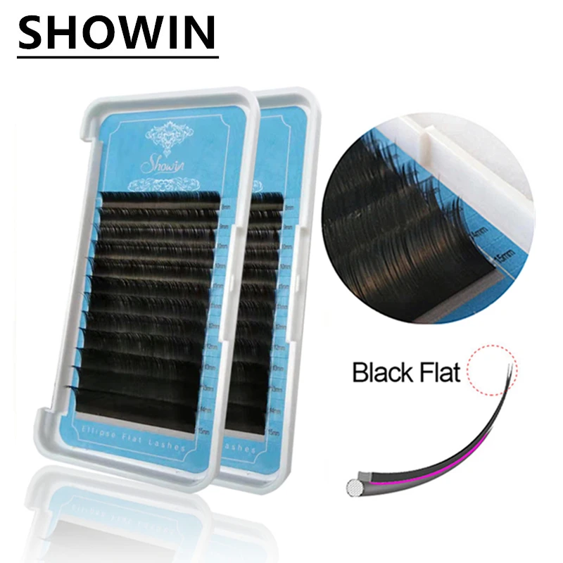 

4 Case 0.15mm Mink Lashes Natural Extension Ellipse Flat Lashes Individual Eyelash Extension Makeup Cilia Professional Faux Cils