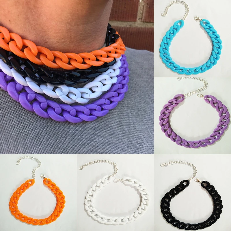 Boho Long Chains Necklaces For Women Colorful Plastic Chain Choker Necklaces Pendants Women Jewelry Gift цепочка чокер