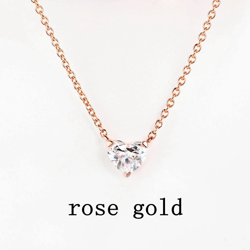 14k rose god HELON Moissanite ожерелье Твердое 18 к желтовое золото сердце огранка 0.5ct VVS/DEF Лаборатория Grown Moissanite Алмазное ожерелье для женщин ювелирные изделия подарок - Цвет камня: 14k rose god