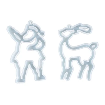 

Christmas Santa Elk Pendant Casting Silicone Mould DIY Crystal Epoxy Resin Mold 83XF