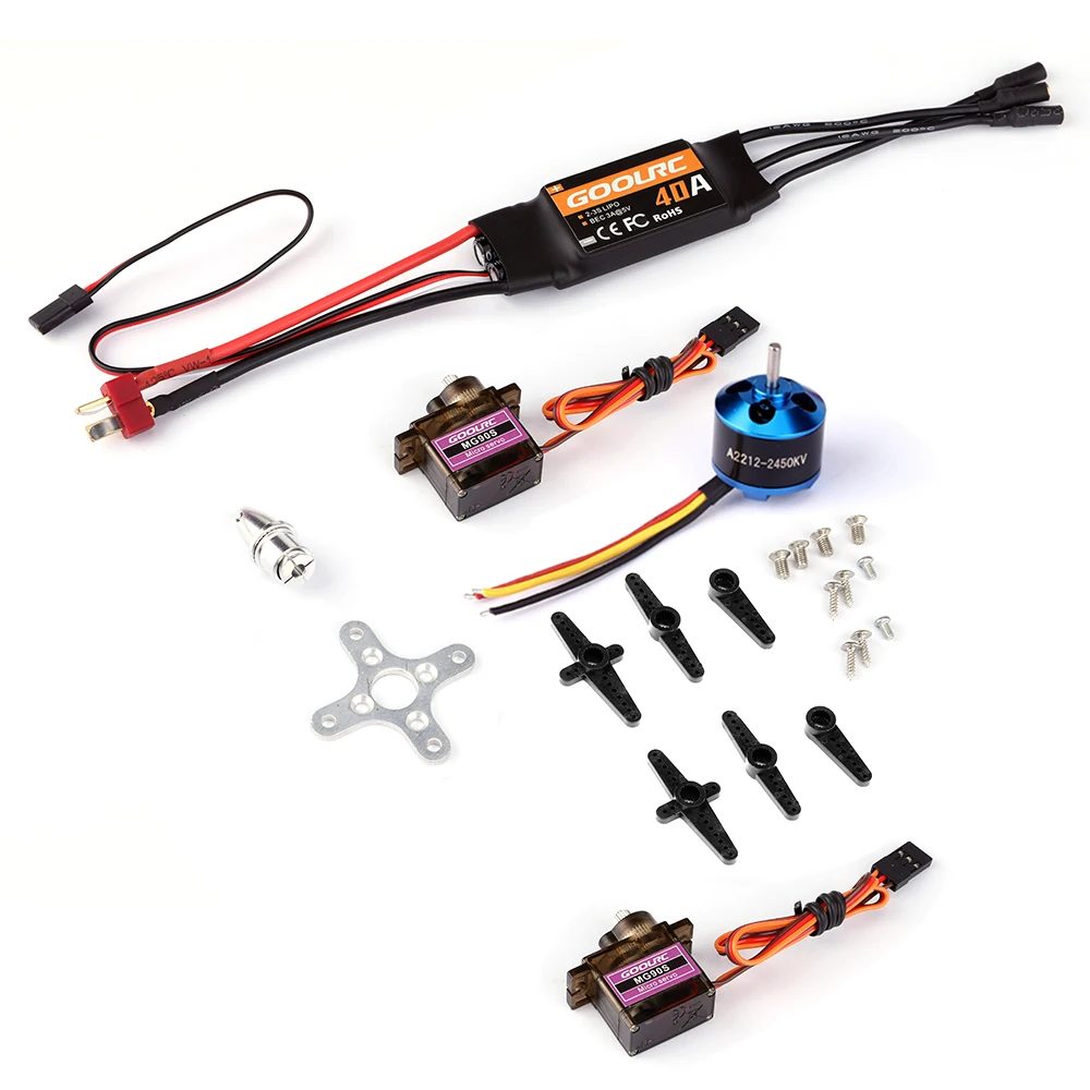 GoolRC A2212 2450KV Brushless Motor w Mount 40A ESC 2PCS MG90S Servo Set per RC Fixed Wing Airplane Multirotor Aircraft DIY