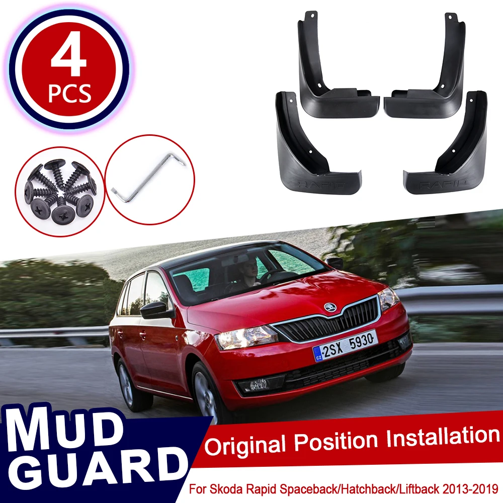 for Skoda Rapid Spaceback Hatchback 2013~2019 Car Mud Flaps Front Rear Mudguard Splash Guards Fender Mudflaps Flap 2017 2018 | Автомобили
