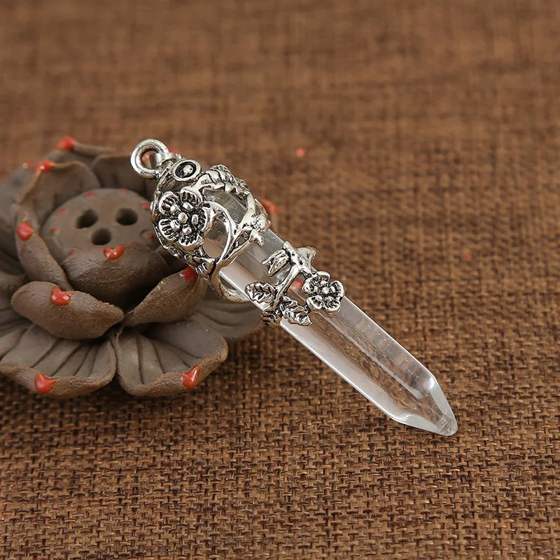 Natural Stone Hexagon Prism Tiger Eye Amethyst Pink Crystal Opal Flower Pendants Charms Necklace Jewelry Making