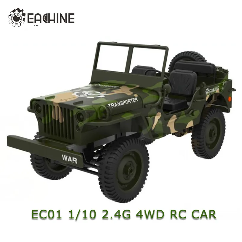 

Eachine EC01 1/10 2.4G 4WD 4.8V 500mAh Battery RC Car Jedi Transporter Camouflage Military Truck RTR Toys