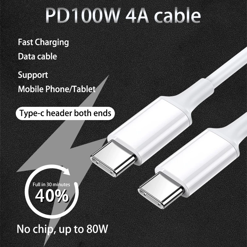 PD100W USB C to USB Type-C Cable QC4.0 3.0 Fast Charge Data Cable for Macbook Samsung S9 Plus USB C Cable for Huawei P30