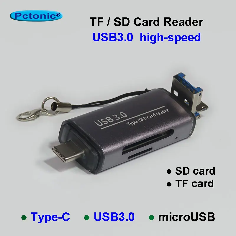 PCTONIC type-C TF кард-ридер многофункциональный SD кард-ридер комбо micro-SD для смартфонов и ПК