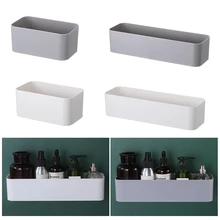 Wand Montiert Kosmetische Lagerung Box Bad Lagerung Rack Wand Regal Klebstoff Aufhänger Organizer Fernbedienung Halter Home Decor