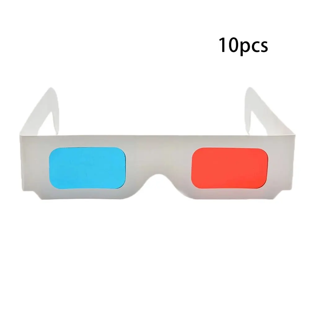 10pcs/lot Universal Paper Anaglyph 3D Glasses Paper 3D Glasses View Anaglyph Red/Blue 3D Glass For Movie Video EF