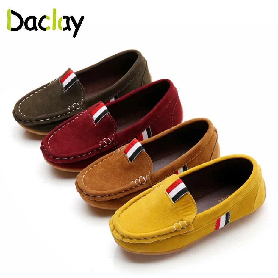 

Daclay All size 21-36 Multi colors kids leather pu shoes casual boys girls soft comfortable loafer shoes for kids