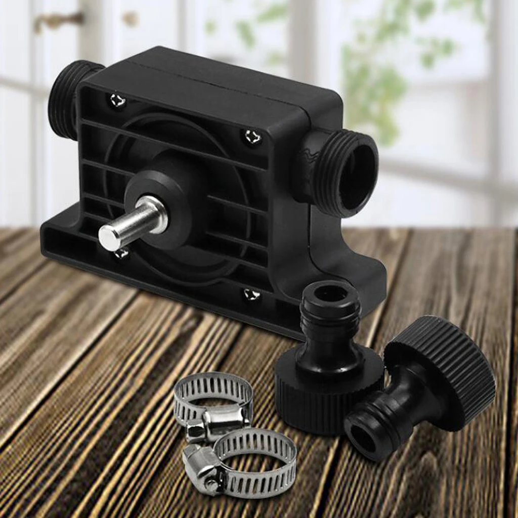 8mm Round Shank Electric Drill Water Pump Self Priming Transfer Pump with Hose Clamps and Connector