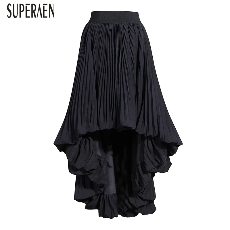 

SuperAen 2020 Spring New Elastic Waist Europe Women Skirts Cotton Wild Casual Fashion Ladies Skirts Irregular Skirts Female