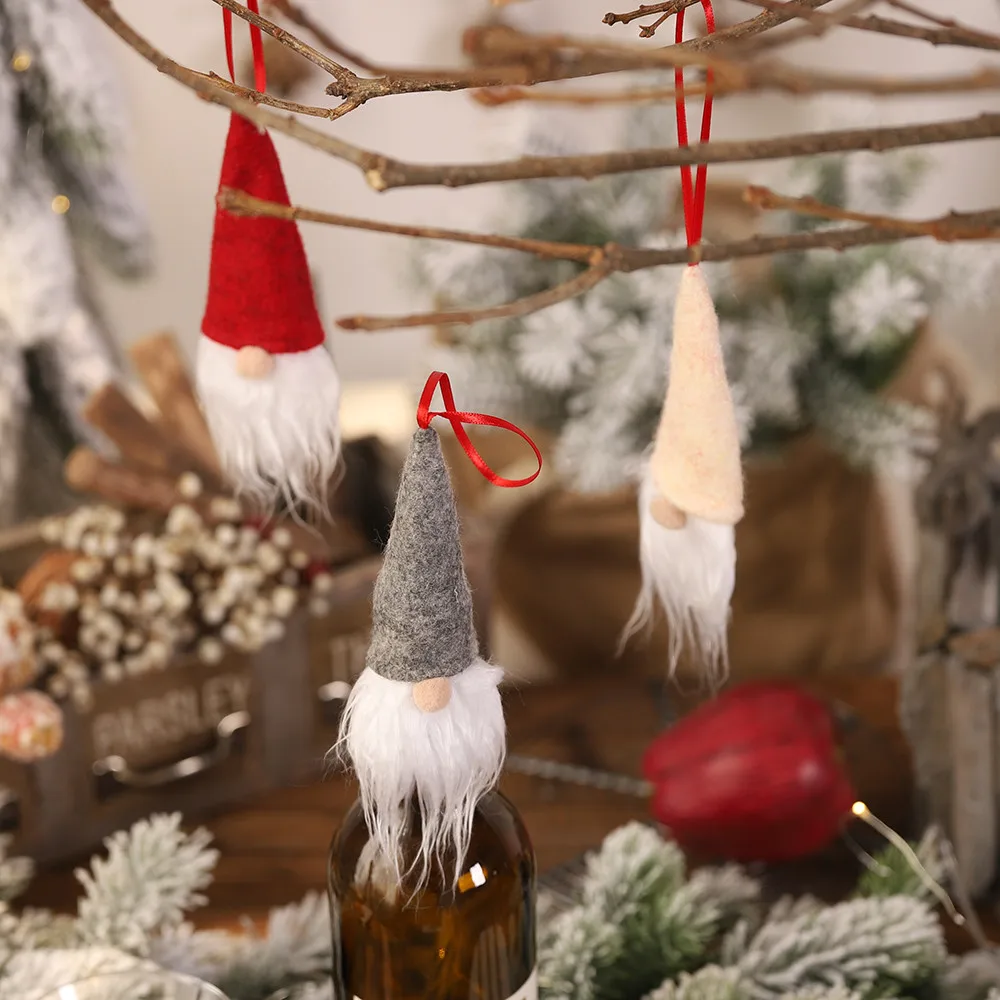 Рождественский подарок Санта Клауса, шапка для бутылки вина, Новогоднее украшение, кукольная бутылка для дома, enfeite De Natal, крышка# R15