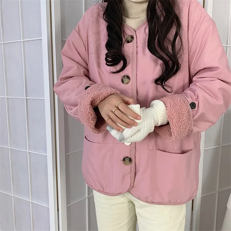 Alienígena Kitty cálido por dentro abrigo de piel de cordero de imitación Casual de invierno gruesa Parkas las mujeres de dos-sólido desgaste de abrigo para Mujer Chamarra Mujer - AliExpress Ropa