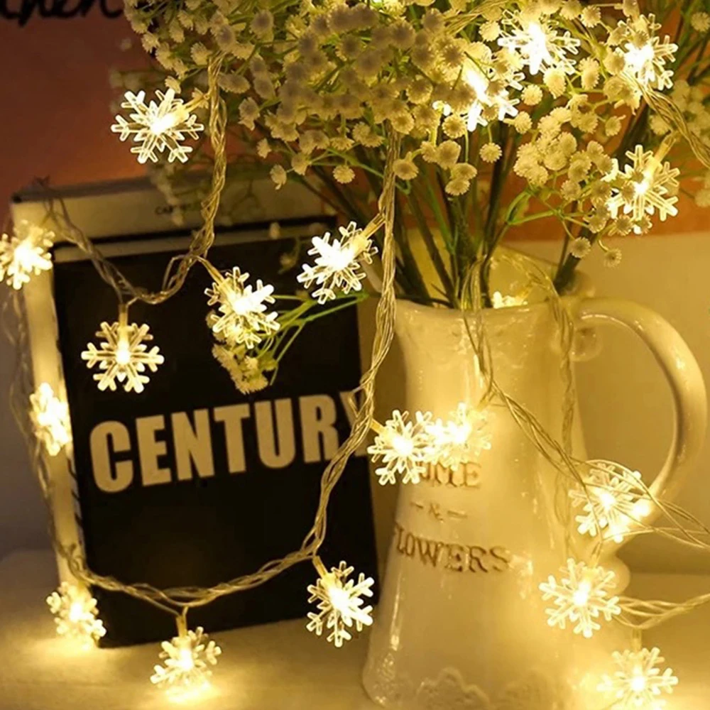 

1 Pcs Christmas Decoration String Snowflake Shape USB Power Supply 20LED Lights House Courtyard Warm White Lights String