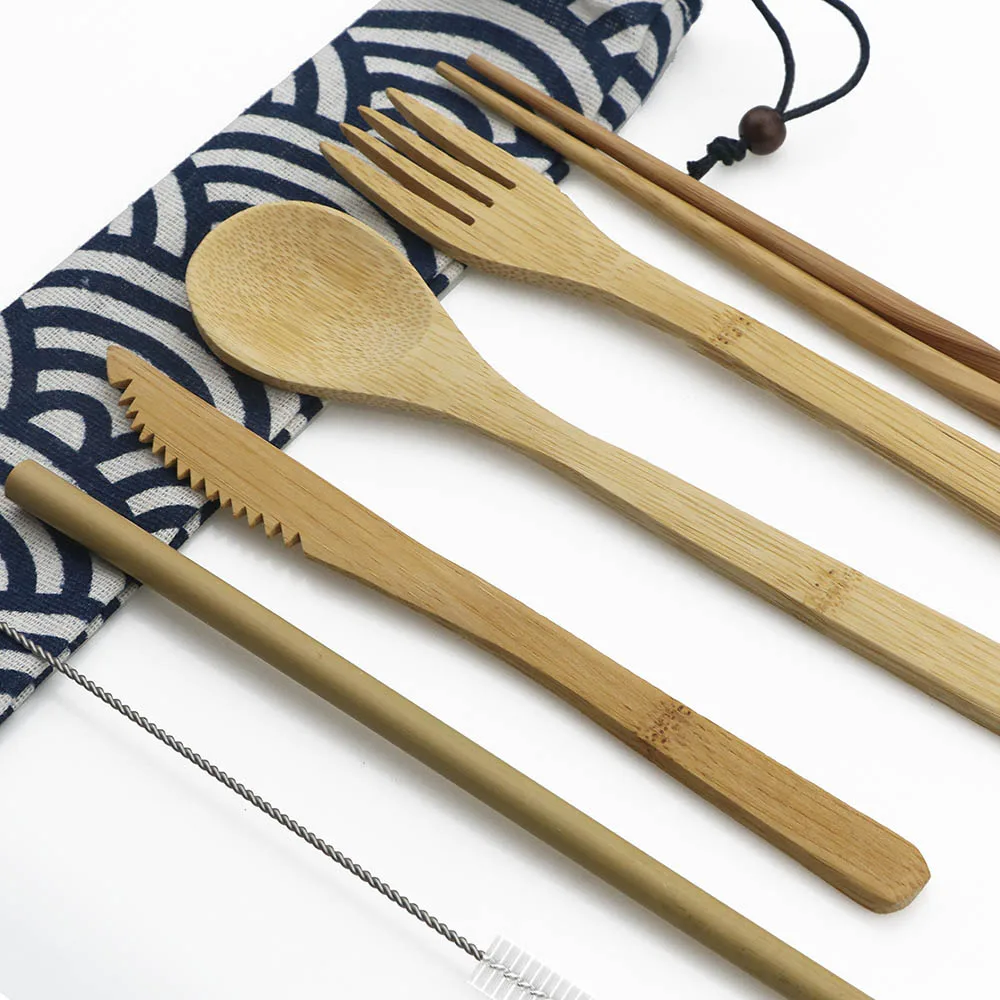 Eco-Friendly Wooden Cutlery Set Portable