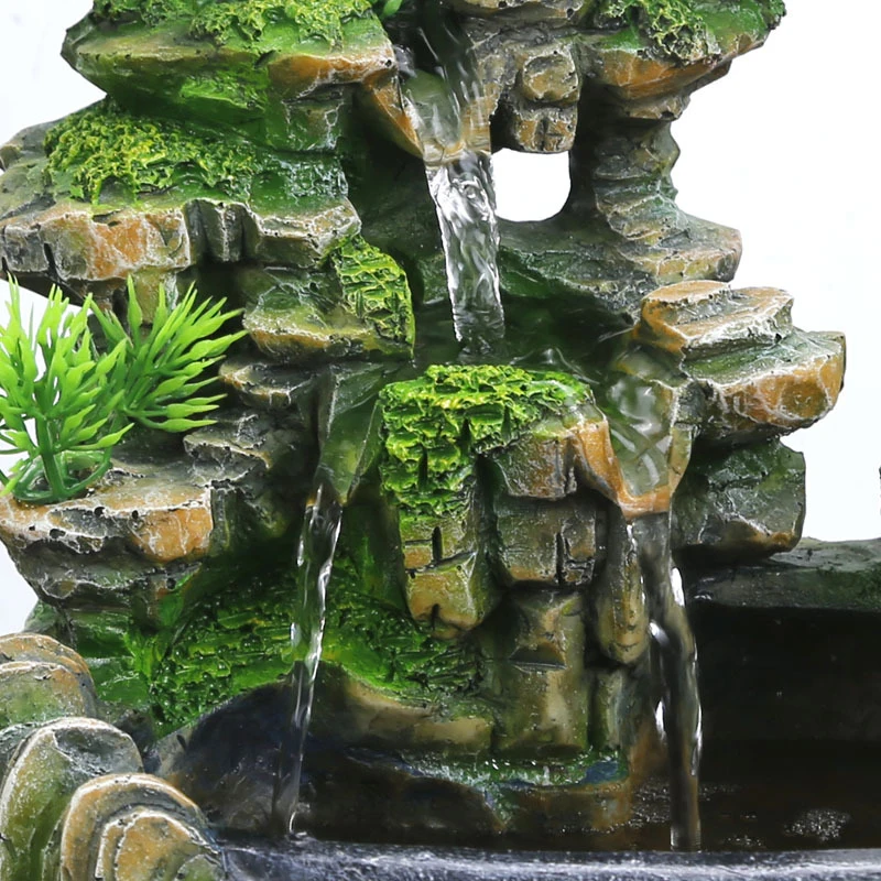 

Resin Rockery Garden Water Fountain Element LED Lights Waterfall Home Office Desktop Decor