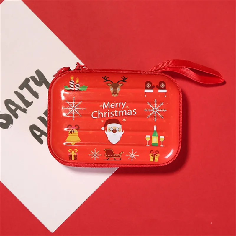 Кошелек для монет с рисунком Санта Клауса, рождественской елки, на молнии, сумка-слинг, кошелек для монет, коробка для конфет, подходит для детей, подарок красный