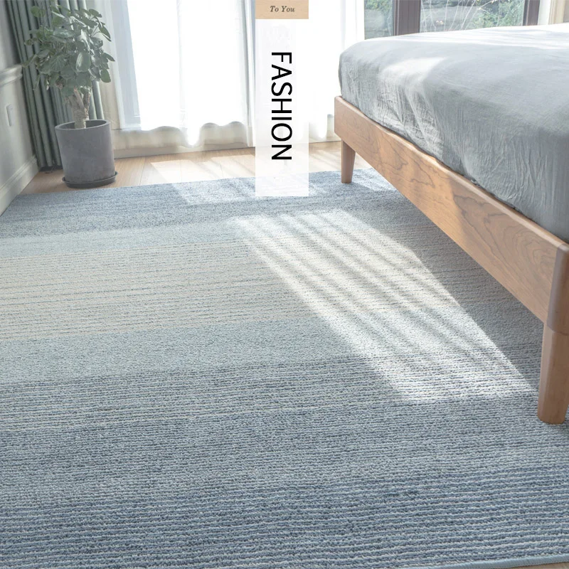 

Nordic Blue Stripes Gradient Carpet For Living Room Bedroom Rug Home Bedside Floor Mat Cushion Sofa Coffee Table Simple Blanket