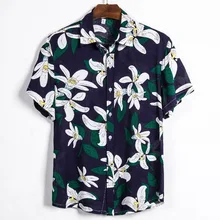 Молодежная мужская Повседневная рубашка с коротким рукавом и цветочным принтом Cs117