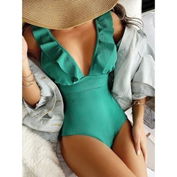 2023 One Piece Swimsuit Women Ruffle Swimwear Push Up Monokini Bodysuit Swimsuit Female Bathing Suit Summer Beach Wear