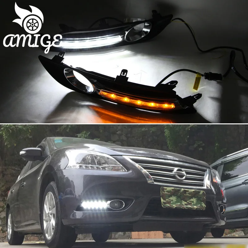 

Светодиодные дневные ходовые огни для Nissan Sentra 2012 2013 2014 2015, поворотные желтые сигнальные огни 12 В светодиодный дневные ходовые огни