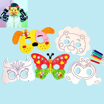 

Montessori Graffiti Blank Painting Animal Mask Party Mask Creative Coloring DIY Blank Painting Educational toy for children Gift