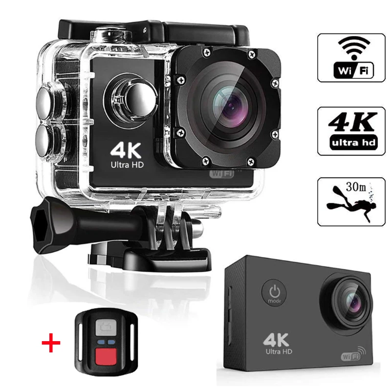Cámara de Acción Ultra HD 4K 30fps WiFi 2,0 , casco impermeable, cámara de grabación de vídeo para bicicleta, Mini Smart HD