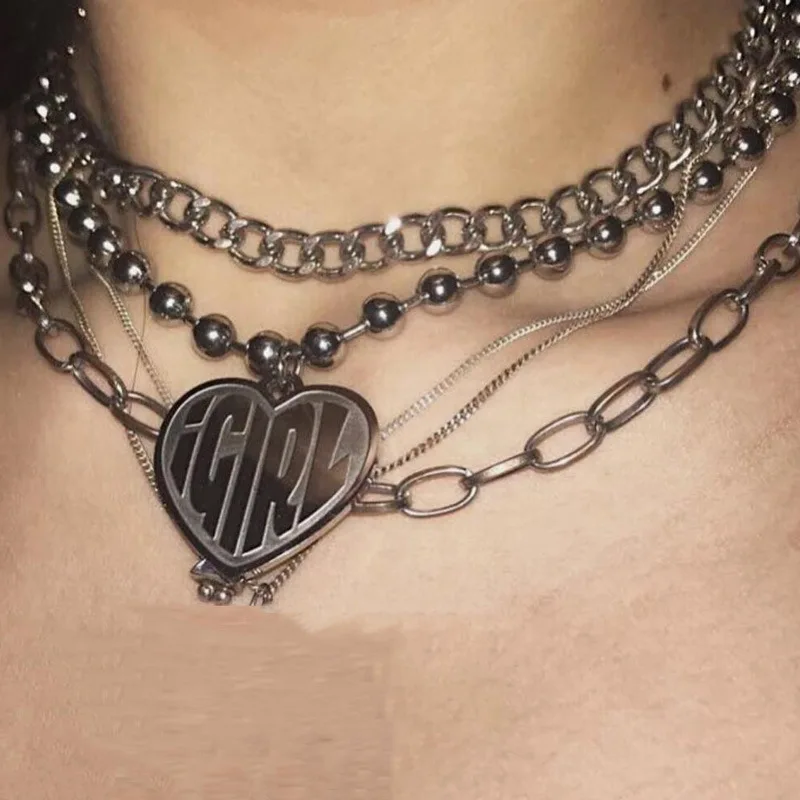 Харадзюку, модное ожерелье с кулоном в стиле панк для девушек, Интернет, она, дьявол, женское готическое ожерелье из нержавеющей стали, женские милые ожерелья CL113