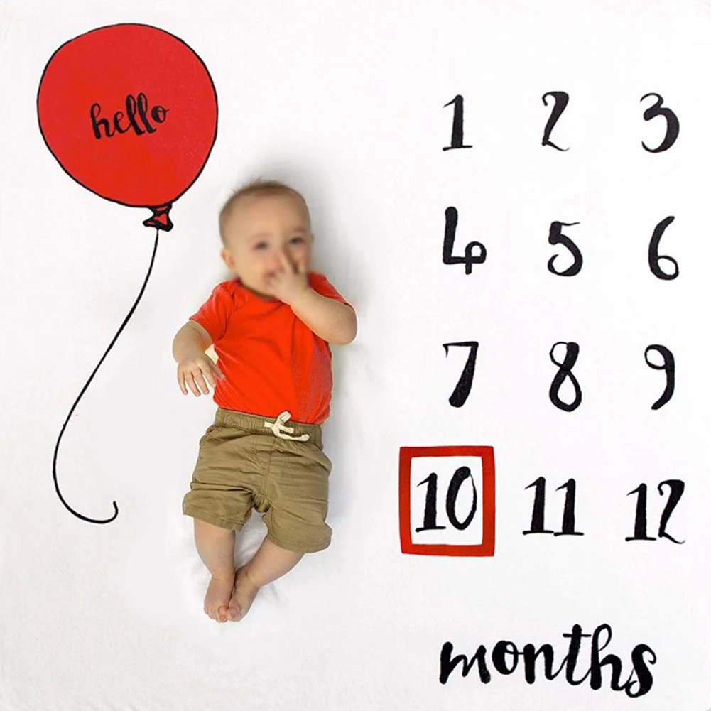 Milestone Warm Durable Soft Baby Blanket Multifunction Monthly Large Receiving Thick Wrap Photography Props Newborn Unisex